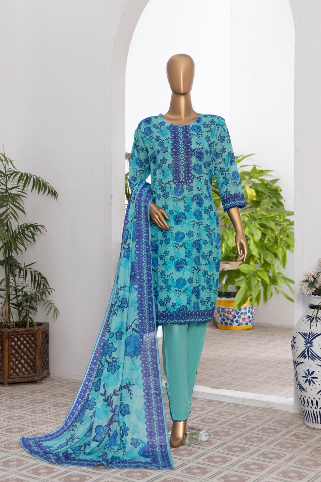 3 Piece - Khadija Lawn Bana Dora By Al Tawakkal Fabrics