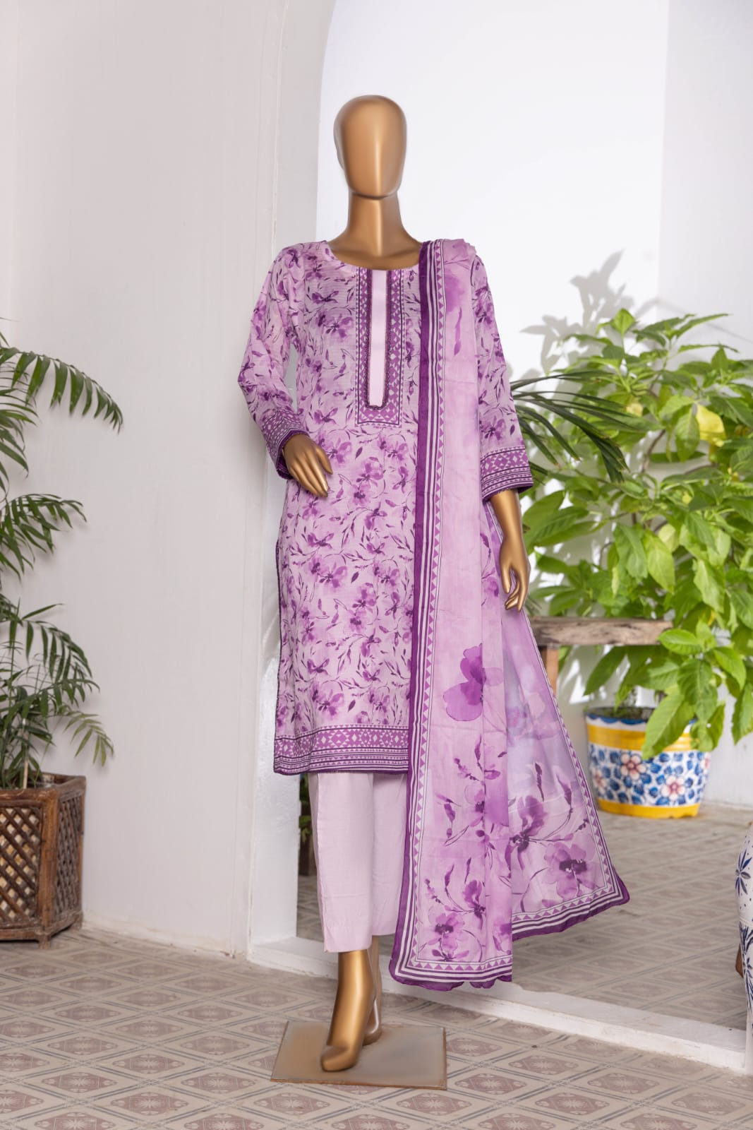 3 Piece - Khadija Lawn Bana Dora By Al Tawakkal Fabrics