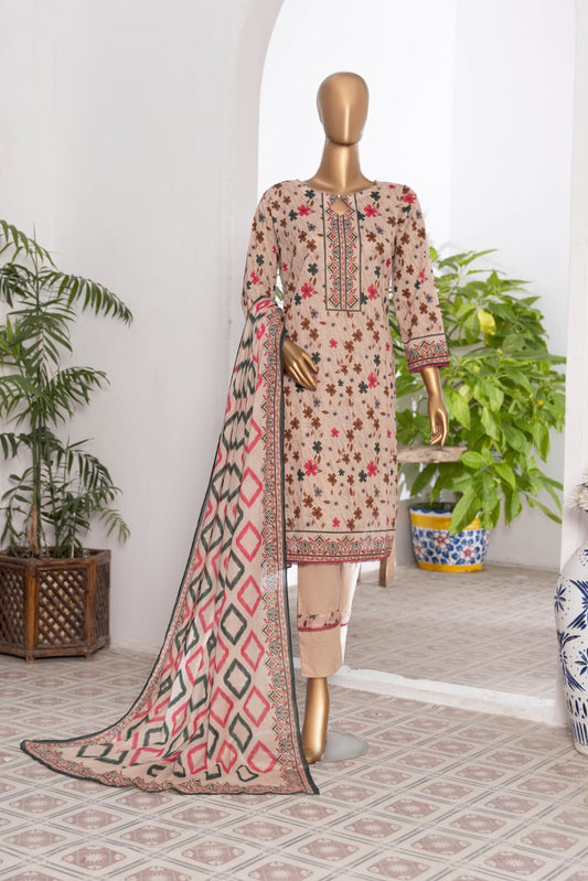 3 Piece - Khadija Lawn Bana Dora By Al Tawakkal Fabrics