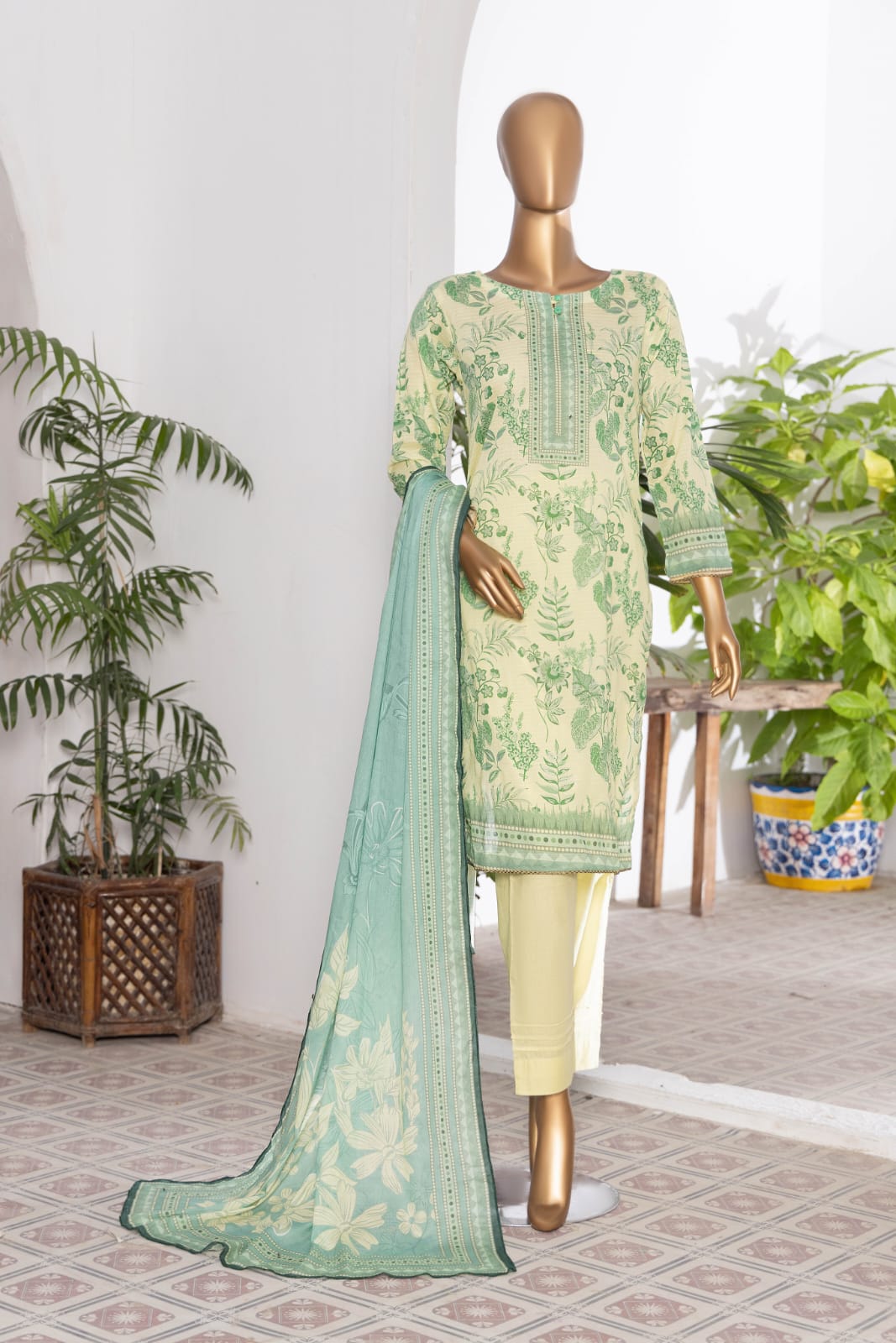 3 Piece - Khadija Lawn Bana Dora By Al Tawakkal Fabrics