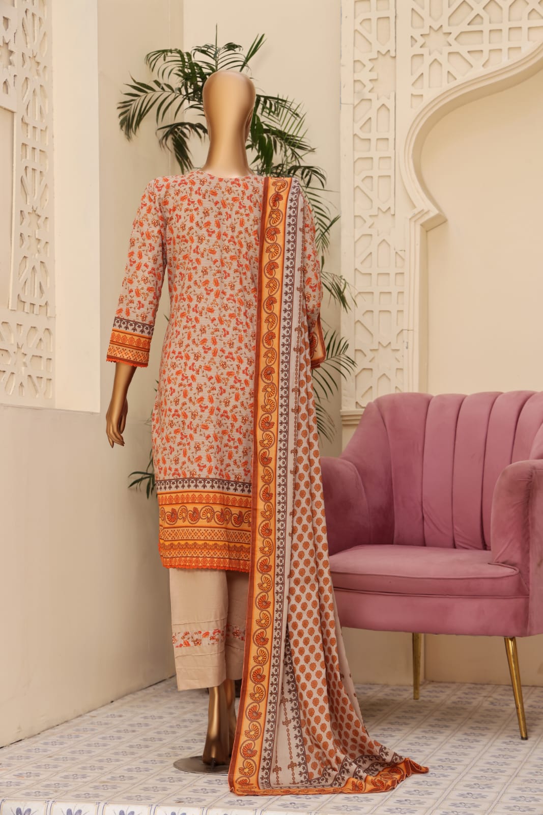 3 Piece - Khadija Lawn Bana Dora By Al Tawakkal Fabrics