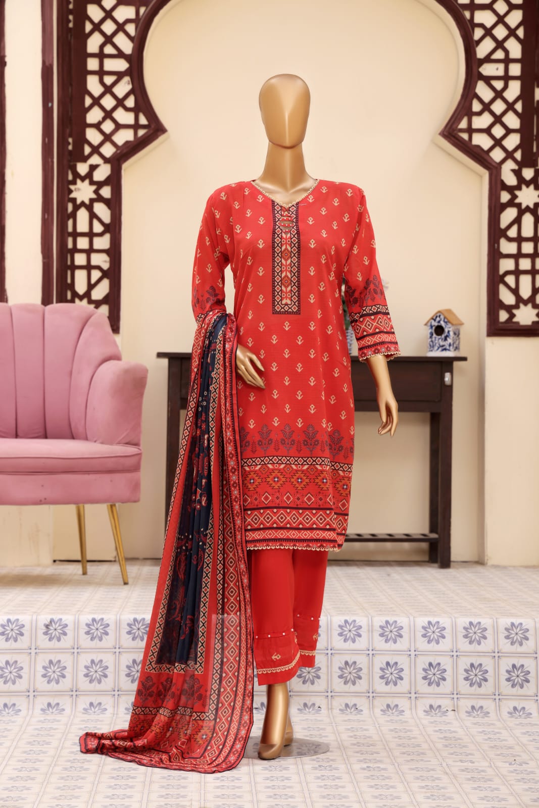 3 Piece - Khadija Lawn Bana Dora By Al Tawakkal Fabrics