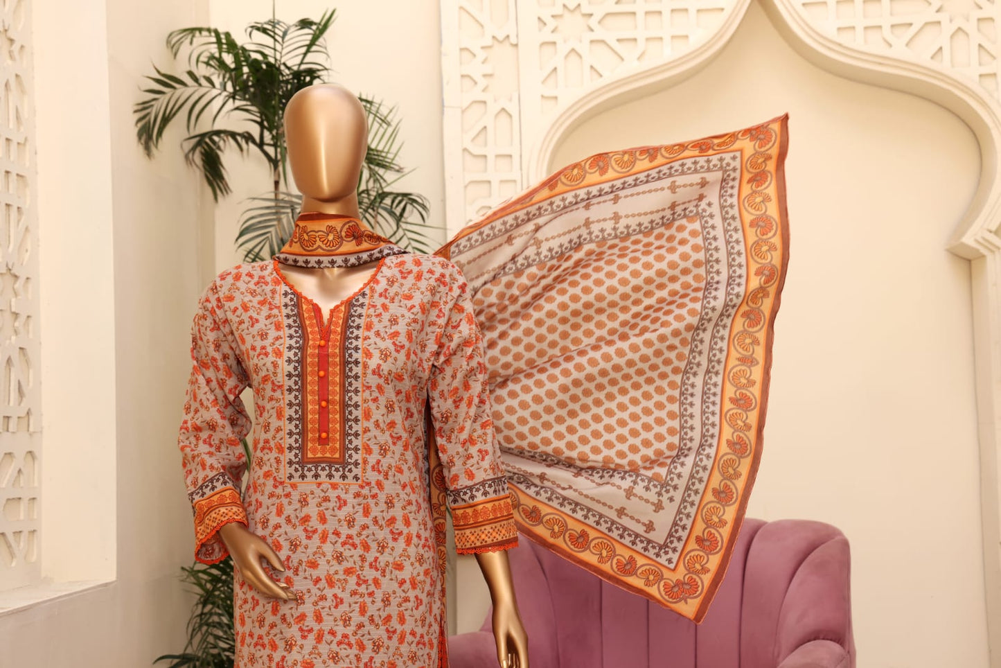 3 Piece - Khadija Lawn Bana Dora By Al Tawakkal Fabrics