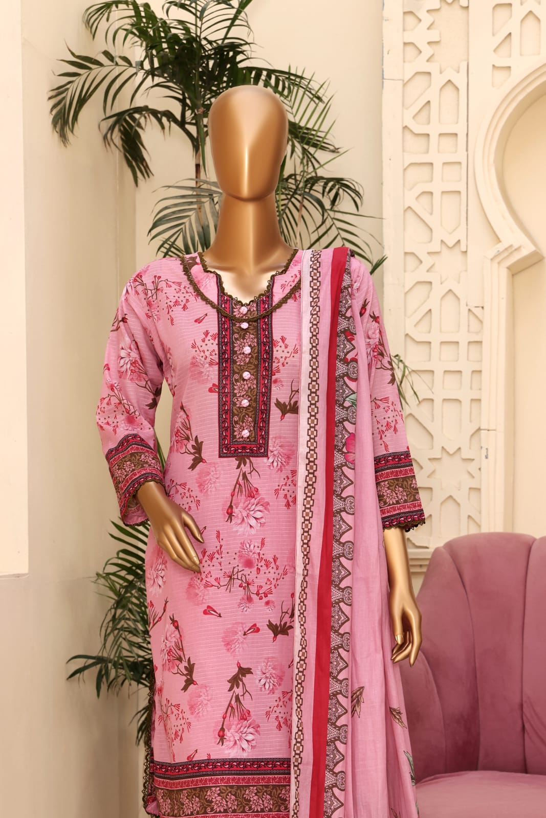 3 Piece - Khadija Lawn Bana Dora By Al Tawakkal Fabrics