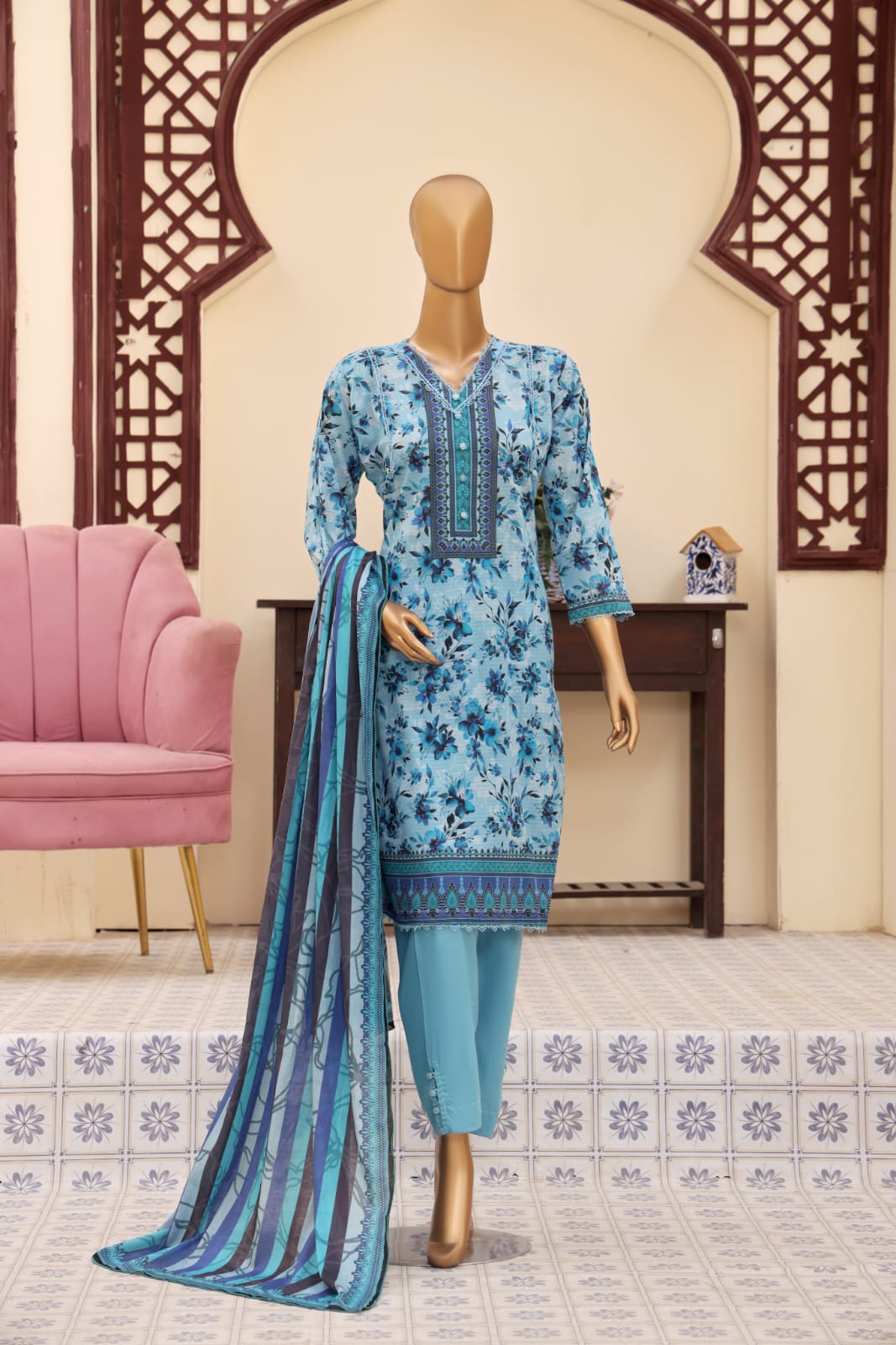 3 Piece - Khadija Lawn Bana Dora By Al Tawakkal Fabrics