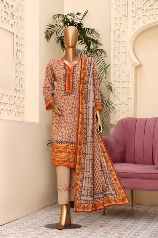 3 Piece - Khadija Lawn Bana Dora By Al Tawakkal Fabrics